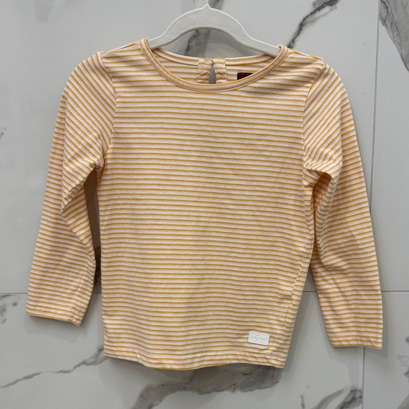 7 For All Mankind Kids Long Sleeve Shirt in Yellow, Pink, White Stripes - Picture 1 of 4